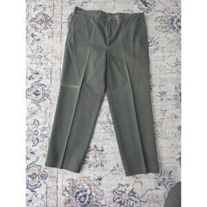 #345 Haggar Pants Men 38x29 Green Chino Casual Zip Fly 100% Cotton
